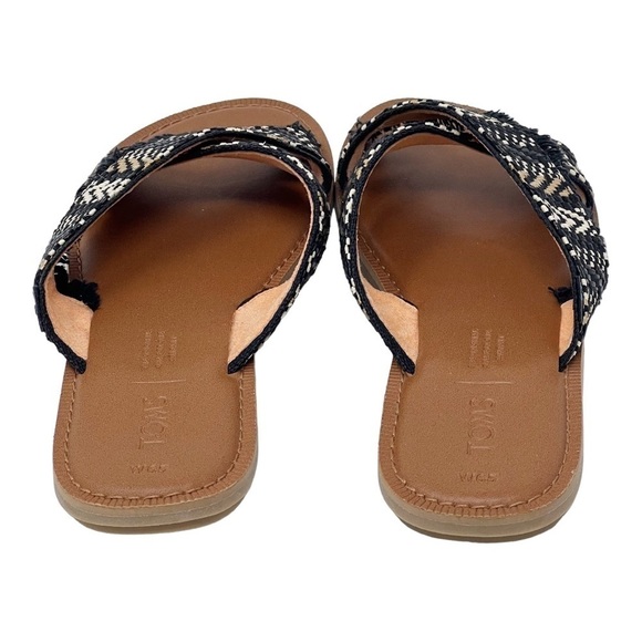 Toms Woven Geometric Slide Sandal Boho Fringe Checker Abstract Dot Sze 6.5 - Picture 4 of 6